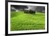 Italy, Tuscany. Lightning behind cypress trees on hill-Jaynes Gallery-Framed Premium Photographic Print