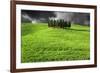 Italy, Tuscany. Lightning behind cypress trees on hill-Jaynes Gallery-Framed Photographic Print
