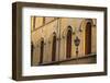 Italy, Tuscany, Lucca. Street lamppost and arched windows with wooden shutters.-Julie Eggers-Framed Photographic Print