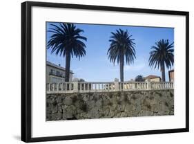 Italy, Tuscany, Maremma, Orbetello, Etruscan Wall with Palm Trees-null-Framed Giclee Print