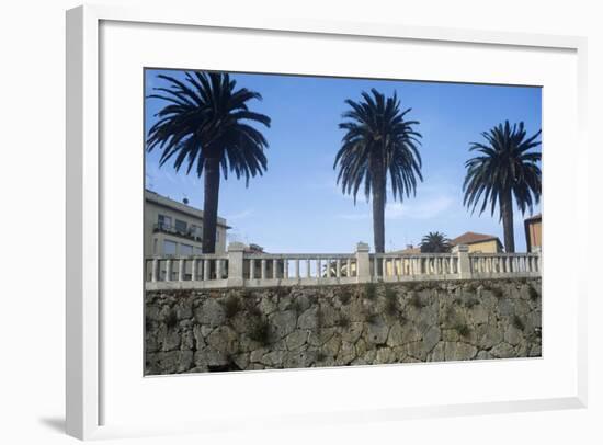 Italy, Tuscany, Maremma, Orbetello, Etruscan Wall with Palm Trees-null-Framed Giclee Print