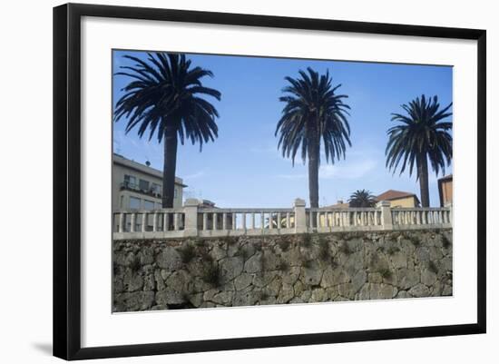 Italy, Tuscany, Maremma, Orbetello, Etruscan Wall with Palm Trees-null-Framed Giclee Print