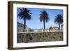 Italy, Tuscany, Maremma, Orbetello, Etruscan Wall with Palm Trees-null-Framed Giclee Print