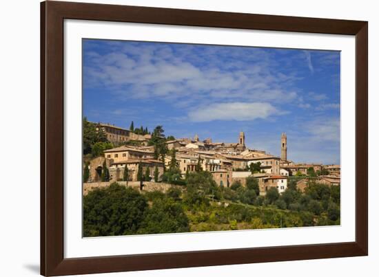 Italy, Tuscany, Montalcino. The hill town of Montalcino as seen from below.-Julie Eggers-Framed Photographic Print