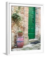 Italy, Tuscany, Monticchiello. Bright Green Door-Julie Eggers-Framed Premium Photographic Print