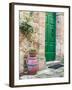 Italy, Tuscany, Monticchiello. Bright Green Door-Julie Eggers-Framed Premium Photographic Print