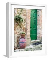 Italy, Tuscany, Monticchiello. Bright Green Door-Julie Eggers-Framed Photographic Print