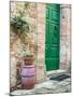 Italy, Tuscany, Monticchiello. Bright Green Door-Julie Eggers-Mounted Photographic Print