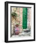 Italy, Tuscany, Monticchiello. Bright Green Door-Julie Eggers-Framed Photographic Print