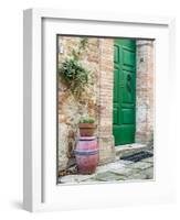 Italy, Tuscany, Monticchiello. Bright Green Door-Julie Eggers-Framed Photographic Print