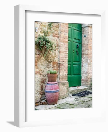 Italy, Tuscany, Monticchiello. Bright Green Door-Julie Eggers-Framed Photographic Print