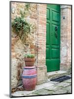 Italy, Tuscany, Monticchiello. Bright Green Door-Julie Eggers-Mounted Photographic Print