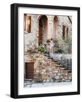 Italy, Tuscany, Monticchiello. House on a Lane in a Medieval Village-Julie Eggers-Framed Photographic Print