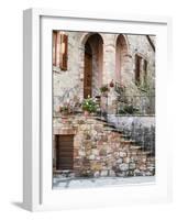 Italy, Tuscany, Monticchiello. House on a Lane in a Medieval Village-Julie Eggers-Framed Photographic Print