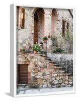 Italy, Tuscany, Monticchiello. House on a Lane in a Medieval Village-Julie Eggers-Framed Photographic Print