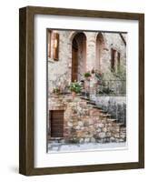 Italy, Tuscany, Monticchiello. House on a Lane in a Medieval Village-Julie Eggers-Framed Photographic Print