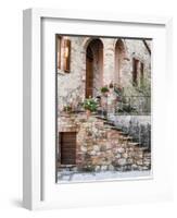 Italy, Tuscany, Monticchiello. House on a Lane in a Medieval Village-Julie Eggers-Framed Photographic Print