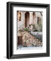 Italy, Tuscany, Monticchiello. House on a Lane in a Medieval Village-Julie Eggers-Framed Photographic Print