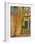 Italy, Tuscany, Monticchiello. Red ivy covering the walls of the buildings.-Julie Eggers-Framed Photographic Print