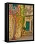 Italy, Tuscany, Monticchiello. Red ivy covering the walls of the buildings.-Julie Eggers-Framed Stretched Canvas