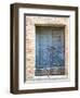 Italy, Tuscany. Old blue door with iron latch in a village in Tuscany.-Julie Eggers-Framed Photographic Print