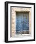 Italy, Tuscany. Old blue door with iron latch in a village in Tuscany.-Julie Eggers-Framed Photographic Print