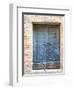 Italy, Tuscany. Old blue door with iron latch in a village in Tuscany.-Julie Eggers-Framed Photographic Print