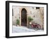 Italy, Tuscany, Pienza. Bicycles Parked Along the Streets of Pienza-Julie Eggers-Framed Photographic Print