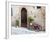 Italy, Tuscany, Pienza. Bicycles Parked Along the Streets of Pienza-Julie Eggers-Framed Photographic Print