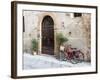 Italy, Tuscany, Pienza. Bicycles Parked Along the Streets of Pienza-Julie Eggers-Framed Photographic Print