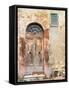 Italy, Tuscany, Pienza. Old wooden door along the streets.-Julie Eggers-Framed Stretched Canvas