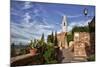 Italy, Tuscany, Pienza. The bell tower of the Duomo Santa Maria Assunta Cathedral.-Julie Eggers-Mounted Photographic Print