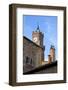 Italy, Tuscany, Pienza. The town hall clock tower in the town of Pienza.-Julie Eggers-Framed Photographic Print