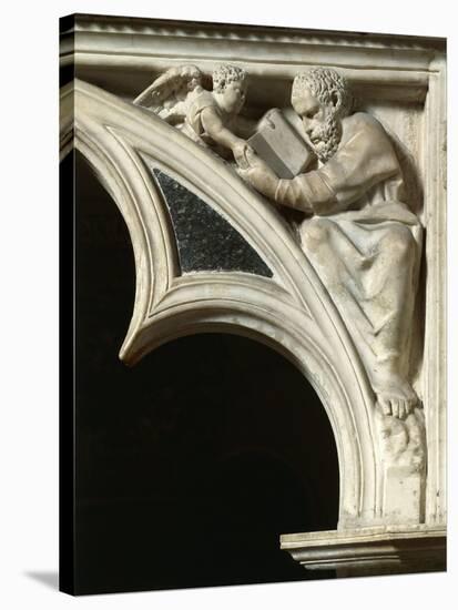 Italy, Tuscany, Pisa, Piazza Dei Miracoli, Cathedral Pulpit with Matthew the Evangelist-Giovanni Pisano-Stretched Canvas