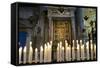 Italy, Tuscany, Pisa, Piazza Dei Miracoli. Inside the Duomo, Electric Candles and Painting-Michele Molinari-Framed Stretched Canvas