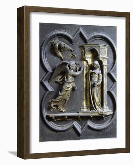 Italy, Tuscany Region, Florence Bronze Door Panel at Baptistery-null-Framed Giclee Print