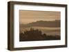 Italy, Tuscany, San Gimignano, farmhouses on ridges with fog at dawn.-Merrill Images-Framed Photographic Print