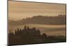 Italy, Tuscany, San Gimignano, farmhouses on ridges with fog at dawn.-Merrill Images-Mounted Photographic Print