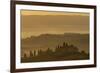 Italy, Tuscany, San Gimignano, farmhouses on ridges with fog at dawn.-Merrill Images-Framed Photographic Print