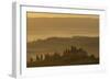 Italy, Tuscany, San Gimignano, farmhouses on ridges with fog at dawn.-Merrill Images-Framed Photographic Print