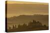 Italy, Tuscany, San Gimignano, farmhouses on ridges with fog at dawn.-Merrill Images-Stretched Canvas