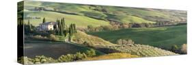 Italy, Tuscany, San Quirico Dorcia. Scenic View of Il Belvedere House-Julie Eggers-Stretched Canvas
