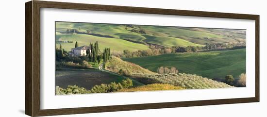 Italy, Tuscany, San Quirico Dorcia. Scenic View of Il Belvedere House-Julie Eggers-Framed Photographic Print