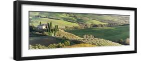 Italy, Tuscany, San Quirico Dorcia. Scenic View of Il Belvedere House-Julie Eggers-Framed Photographic Print