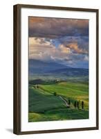 Italy, Tuscany, Siena District, Orcia Valley, Country Road Near Pienza.-Francesco Iacobelli-Framed Photographic Print