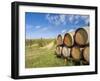 Italy, Tuscany. Wine barrels in a vineyard in Tuscany.-Julie Eggers-Framed Photographic Print