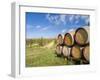 Italy, Tuscany. Wine barrels in a vineyard in Tuscany.-Julie Eggers-Framed Photographic Print