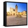 Italy, Umbria, Perugia District, Bevagna, Piazza Silvestri and San Michele Cathedral-Francesco Iacobelli-Framed Stretched Canvas