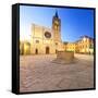 Italy, Umbria, Perugia District, Bevagna, Piazza Silvestri and San Michele Cathedral-Francesco Iacobelli-Framed Stretched Canvas