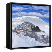 Italy, Umbria, Perugia District, Monti Sibillini Np, Norcia, Castelluccio Di Norcia in Winter.-Francesco Iacobelli-Framed Stretched Canvas